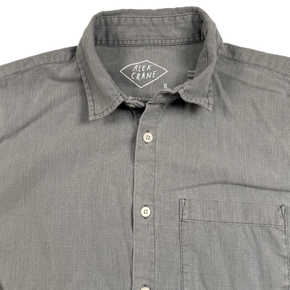 Alex Crane Button Up Shirt Mens Small Gray Organic Cotton Long Sleeve Portugal